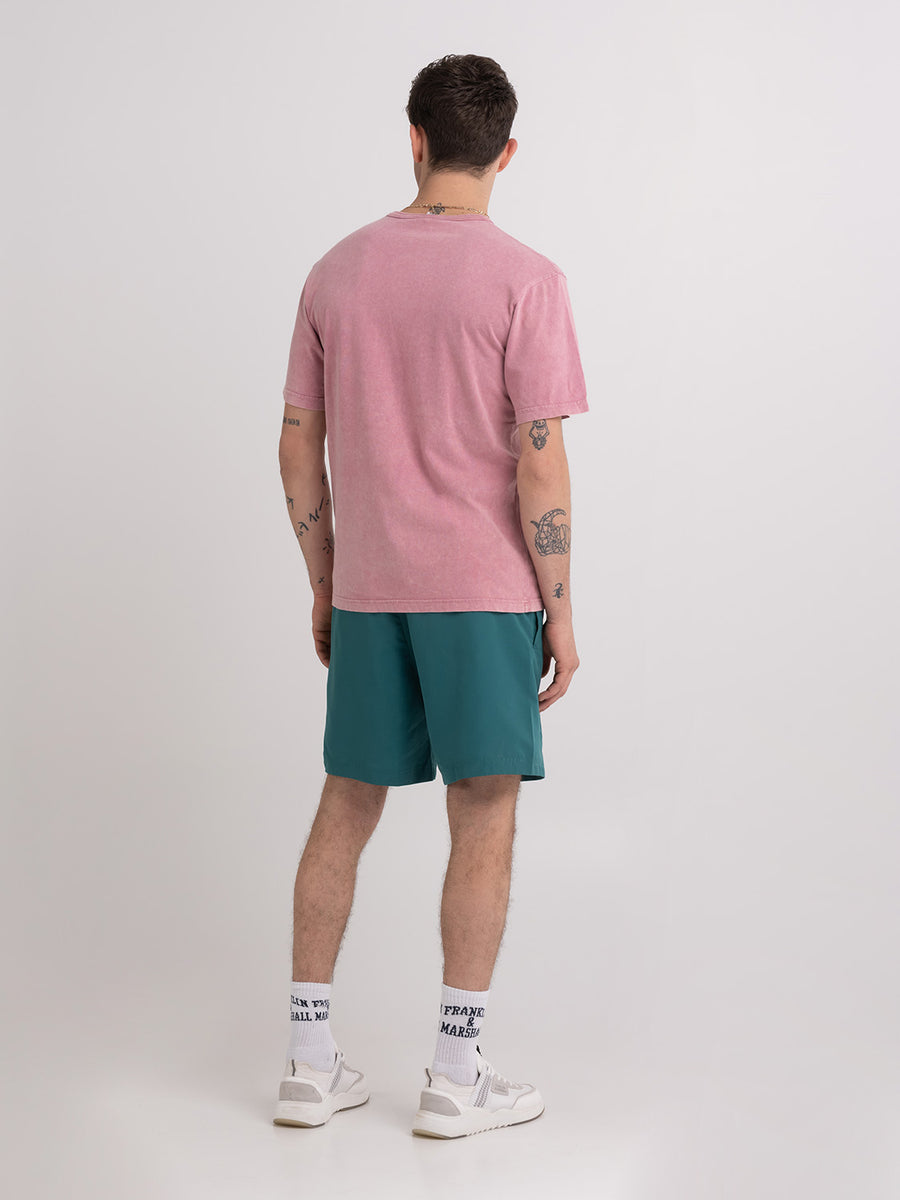 Acid wash garment-dyed t-shirt with Crest logo print