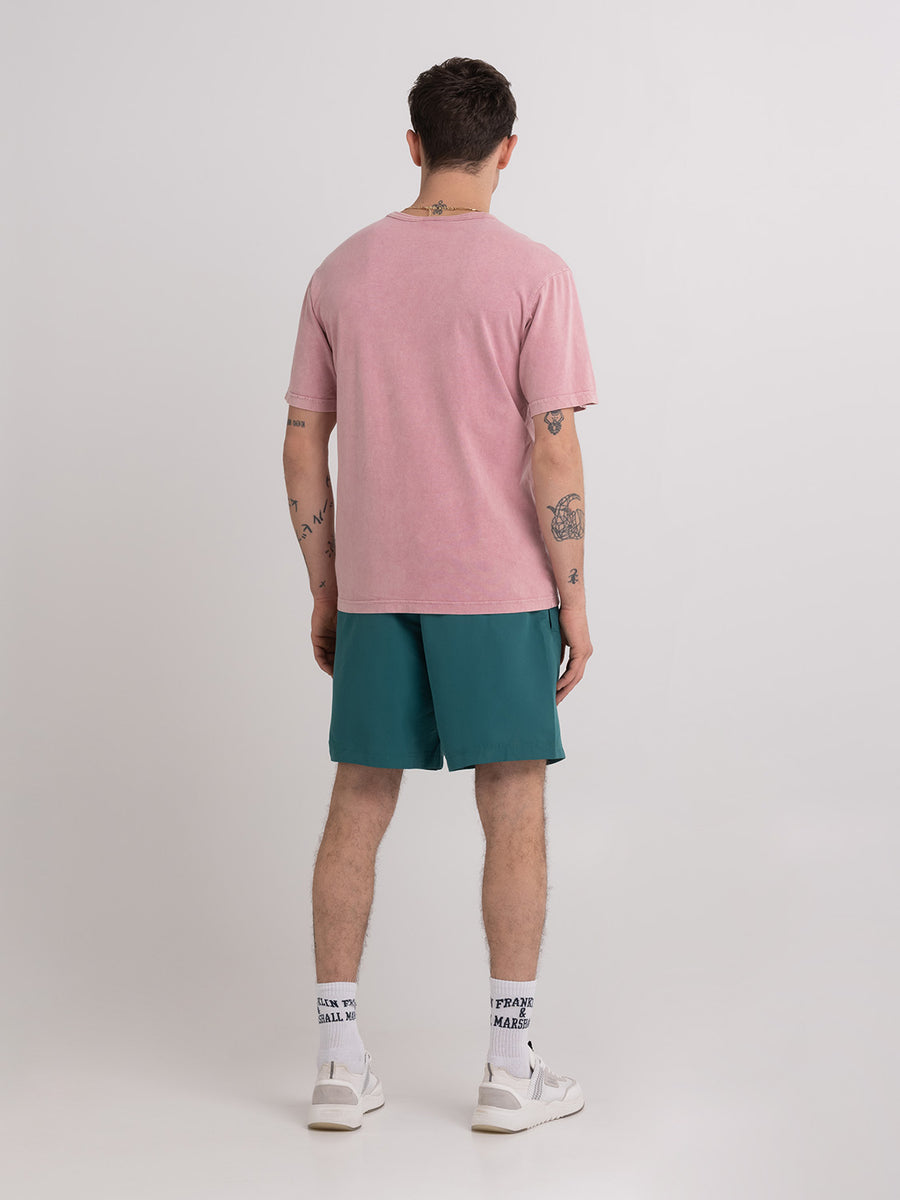 Acid wash garment-dyed t-shirt with Crest logo print