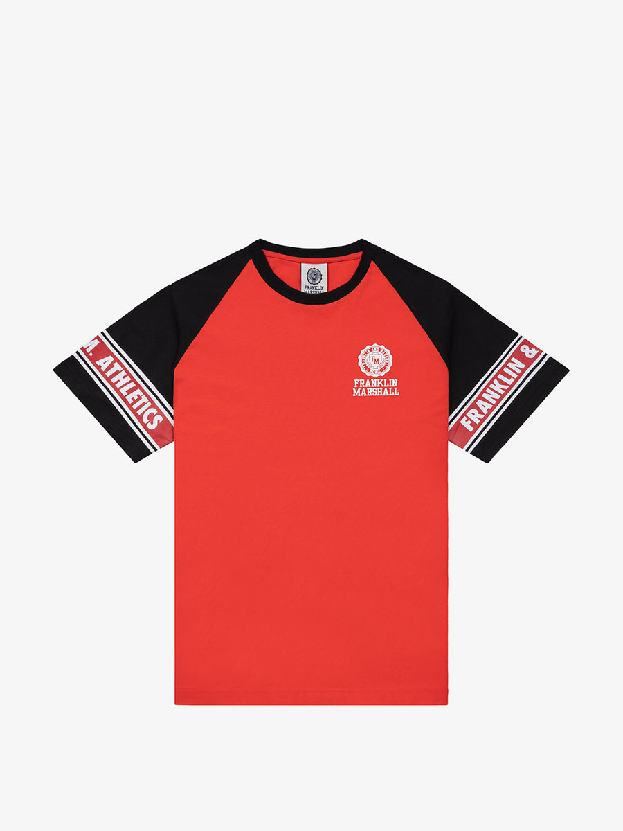 Raglan-sleeved t-shirt with Crest logo print