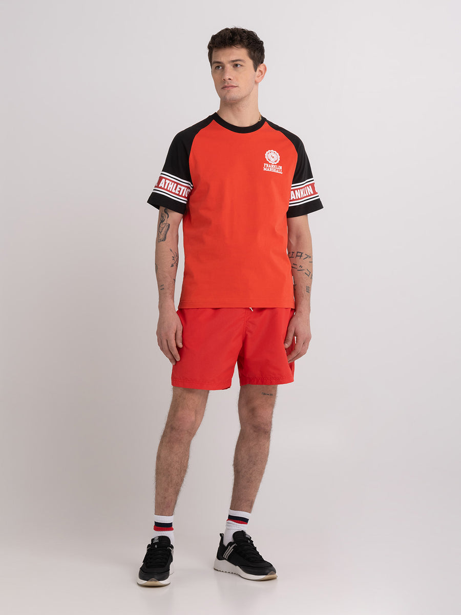 Raglan-sleeved t-shirt with Crest logo print