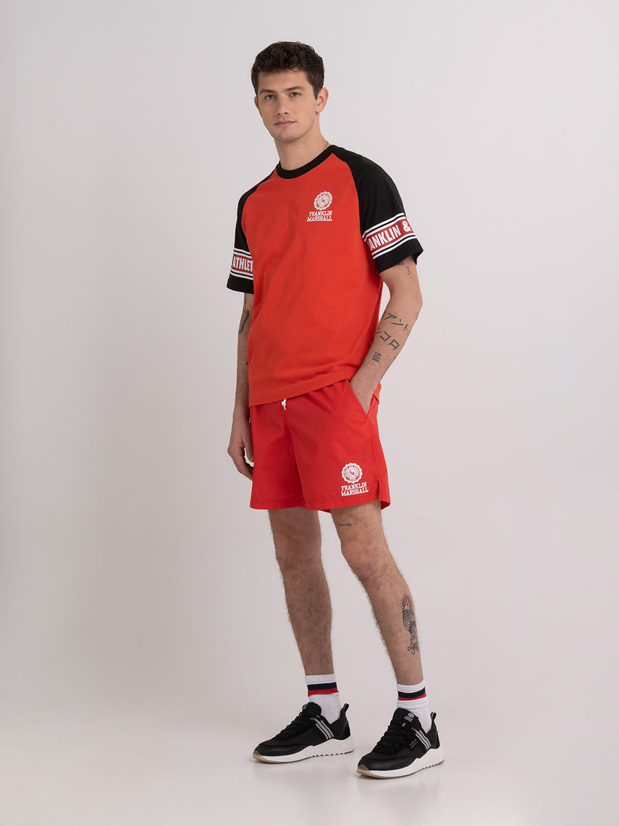 Raglan-sleeved t-shirt with Crest logo print