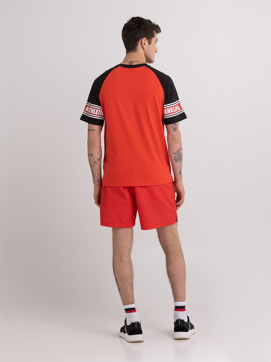 Raglan-sleeved t-shirt with Crest logo print