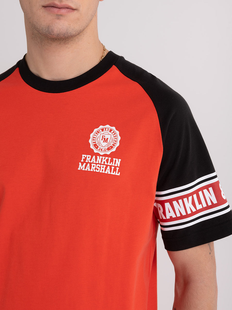 Raglan-sleeved t-shirt with Crest logo print
