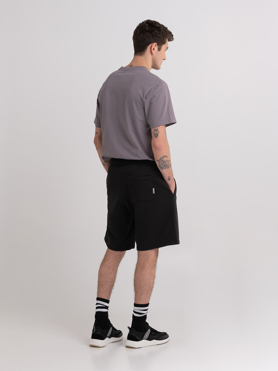 Fleece shorts with arch letter logo embroidery