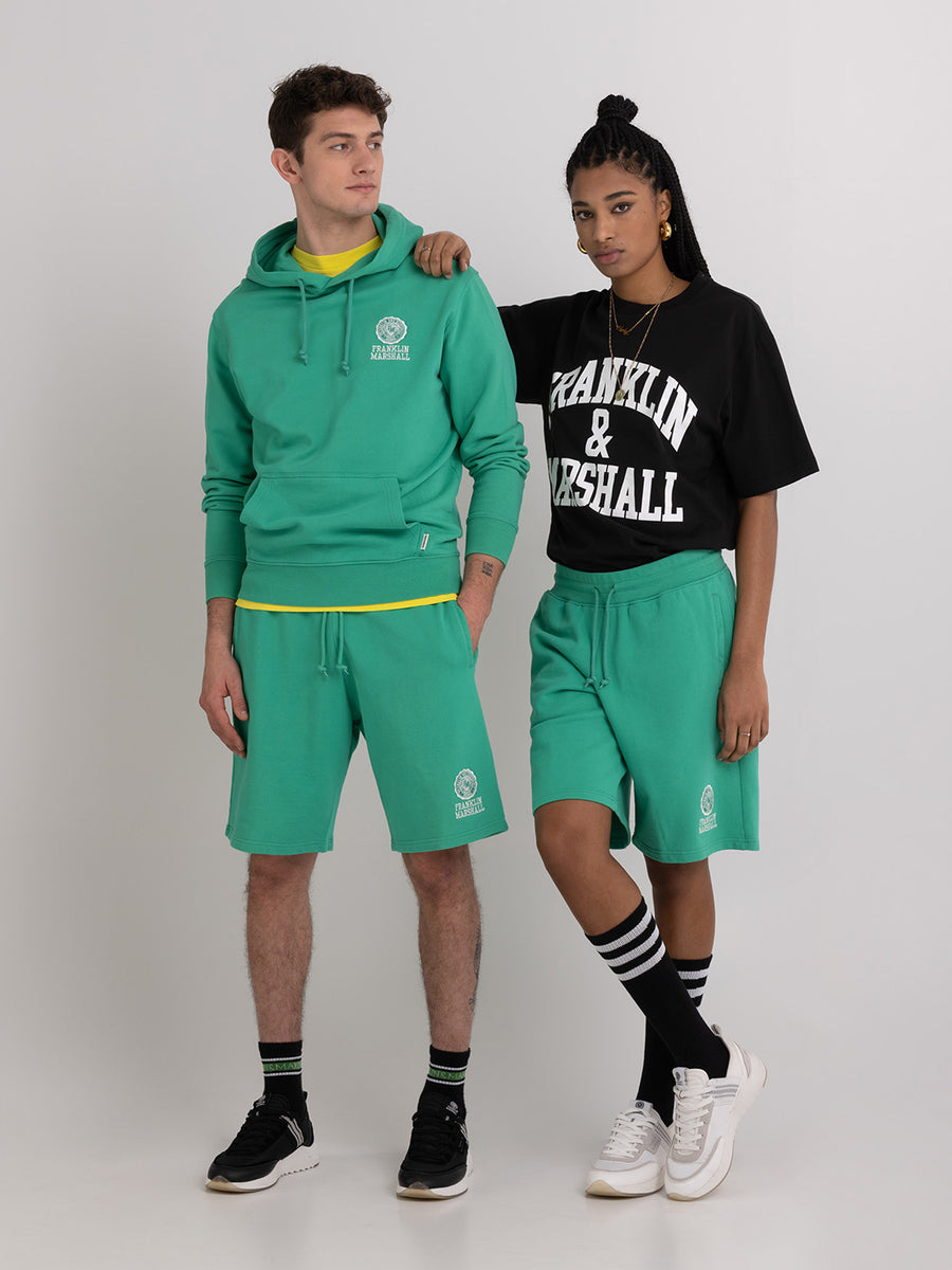 Agender fleece shorts with Crest logo embroidery