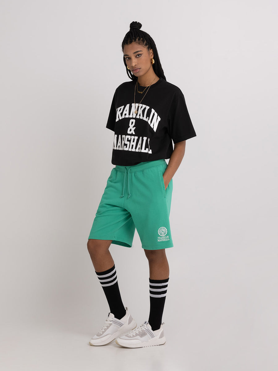 Agender fleece shorts with Crest logo embroidery