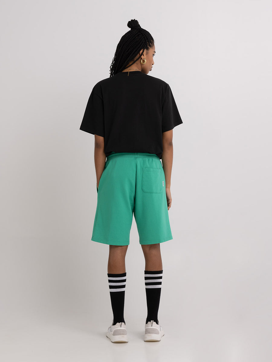 Agender fleece shorts with Crest logo embroidery