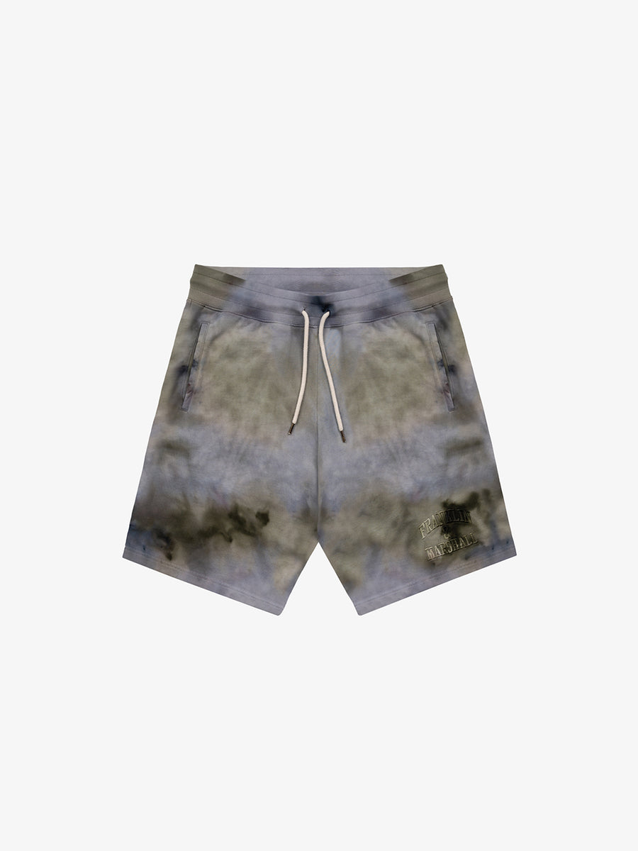 Agender ice dye shorts with arch letter logo embroidery