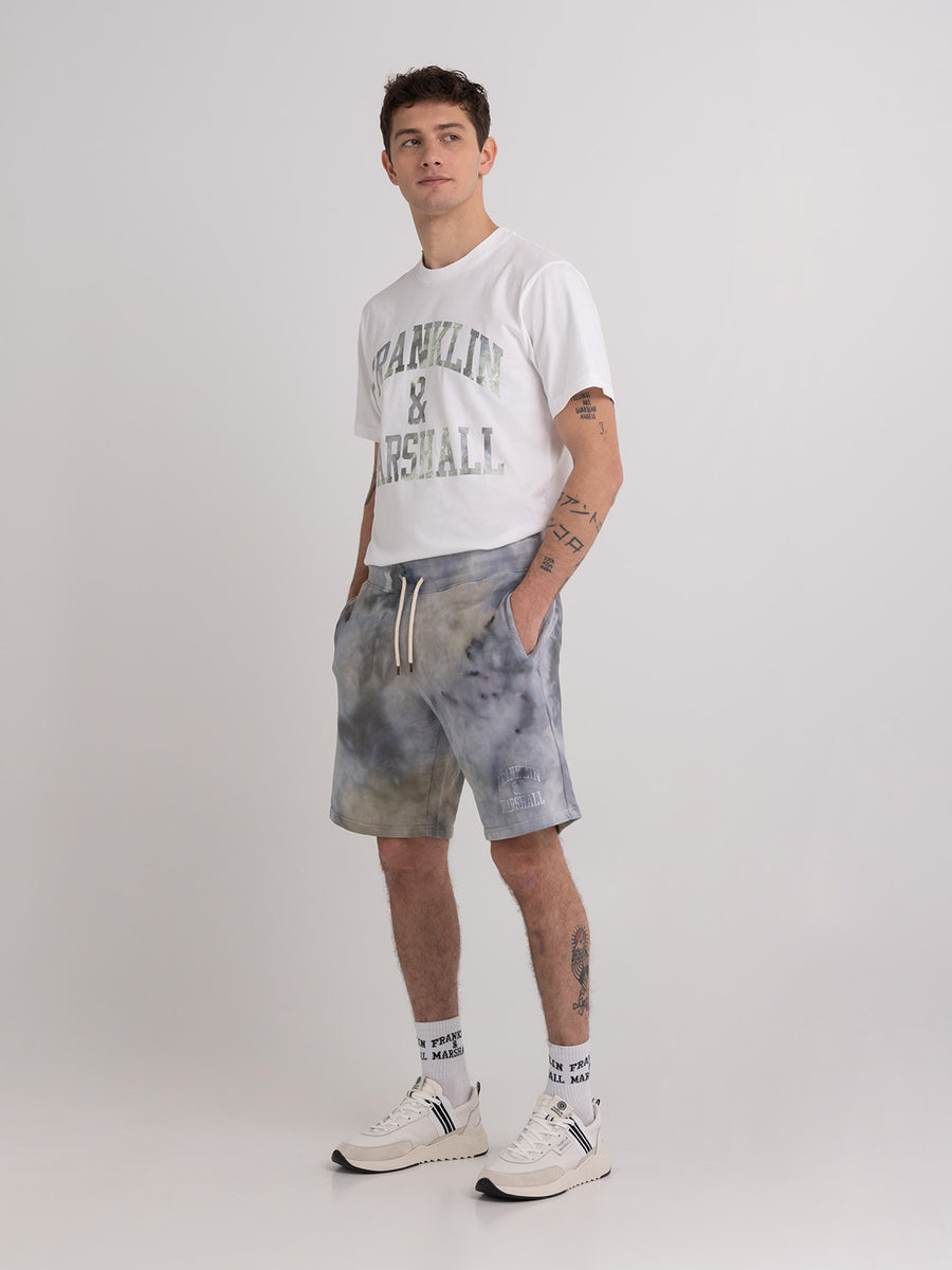 Agender ice dye shorts with arch letter logo embroidery