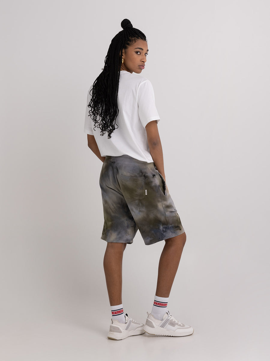 Agender ice dye shorts with arch letter logo embroidery