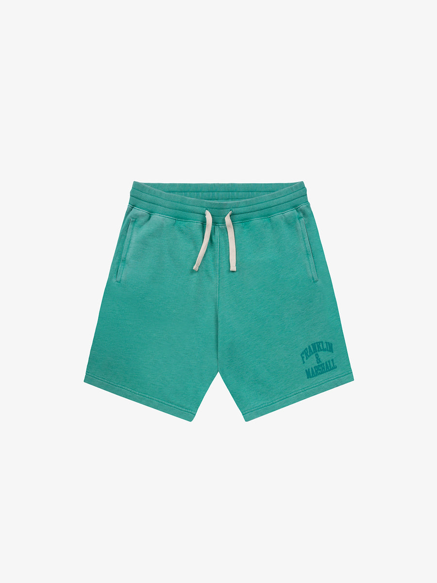 Burn out shorts with arch letter logo embroidery