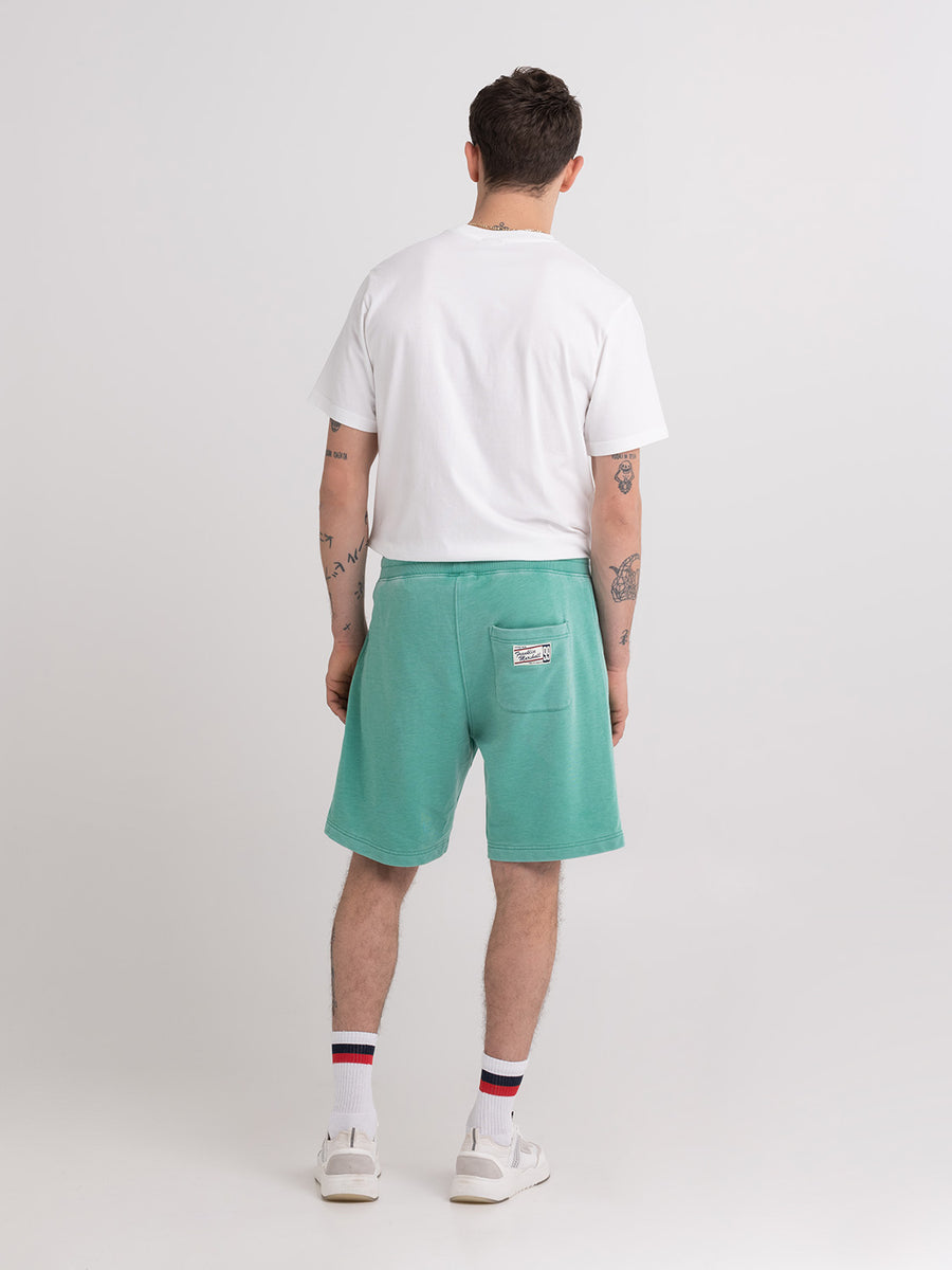 Burn out shorts with arch letter logo embroidery