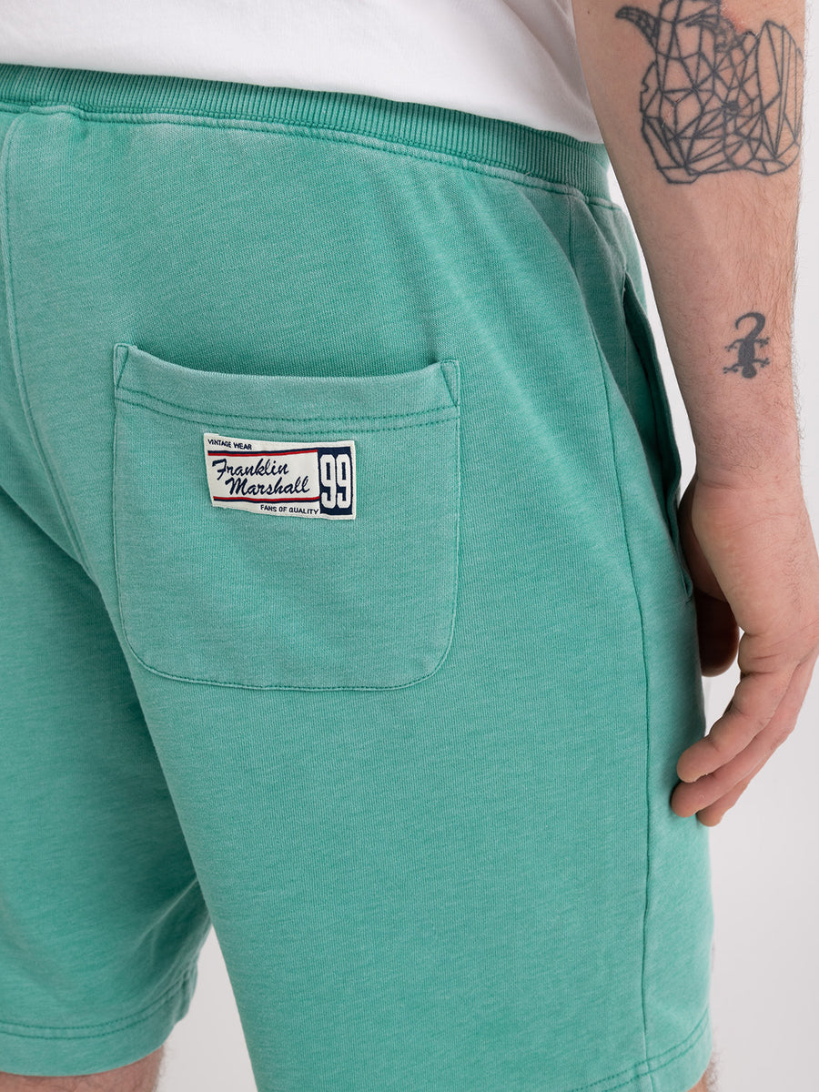 Burn out shorts with arch letter logo embroidery