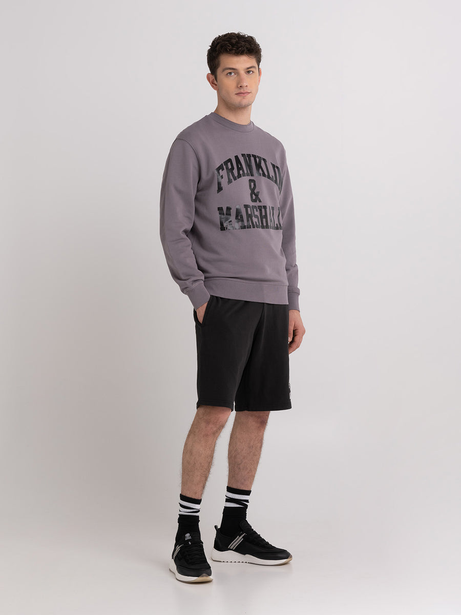 Crewneck sweatshirt with arch letter logo print
