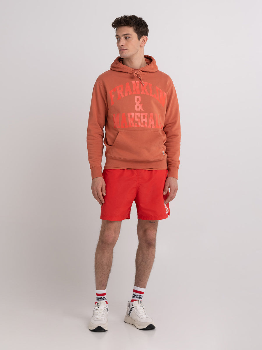 Agender hoodie with arch letter logo print