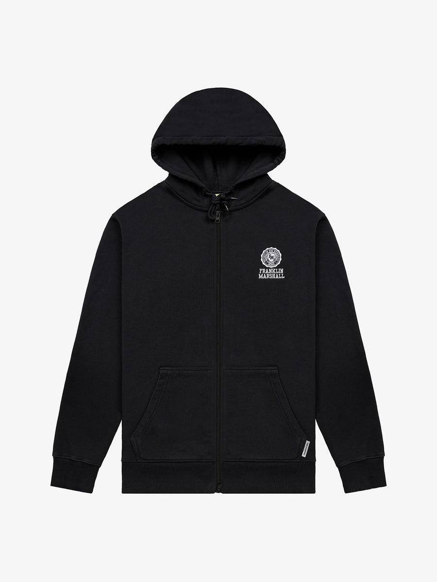 Hoodie with zipper and Crest logo embroidery