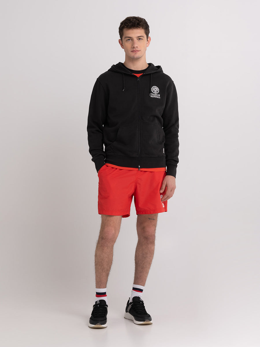 Hoodie with zipper and Crest logo embroidery