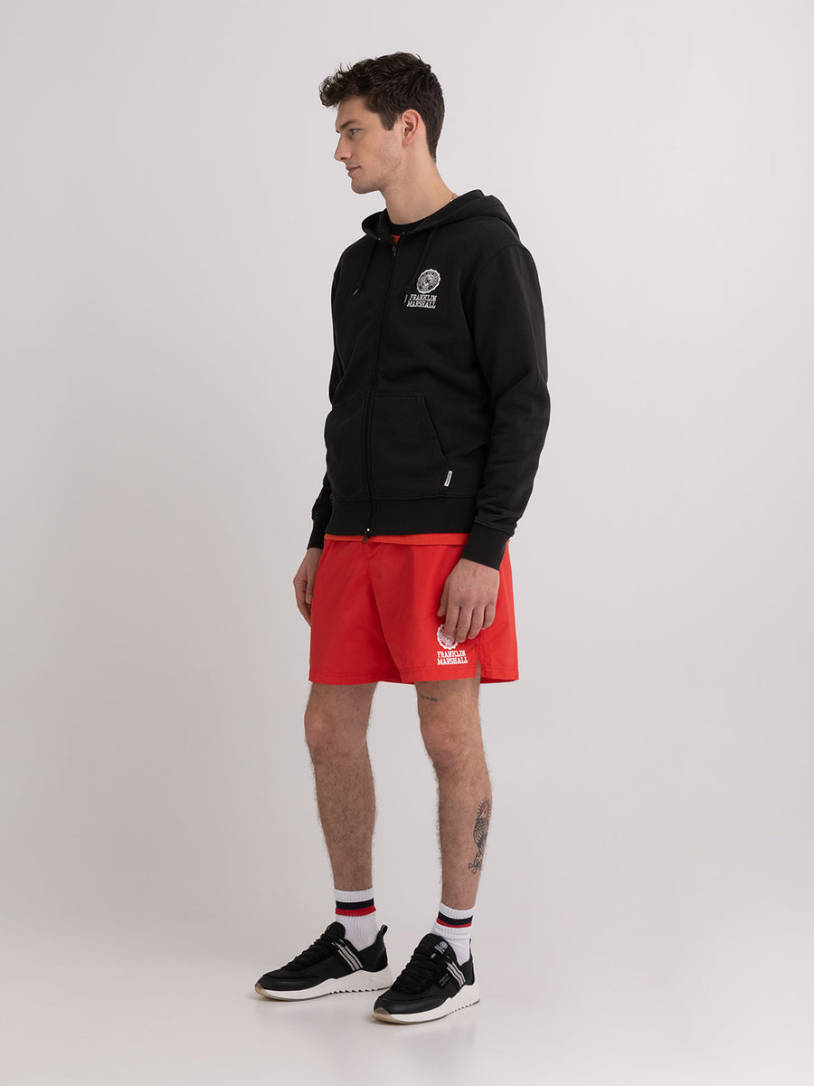 Hoodie with zipper and Crest logo embroidery