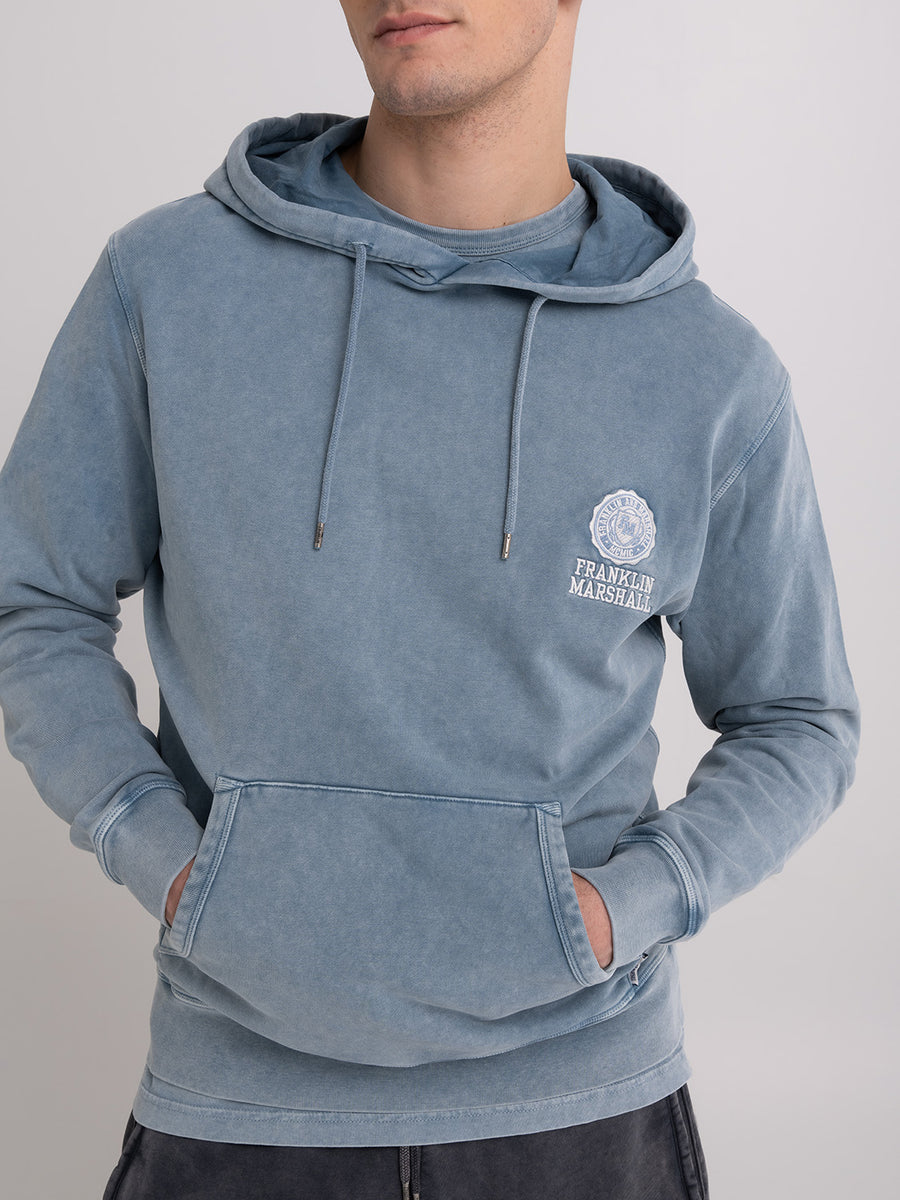 Acid wash hoodie with Crest logo embroidery