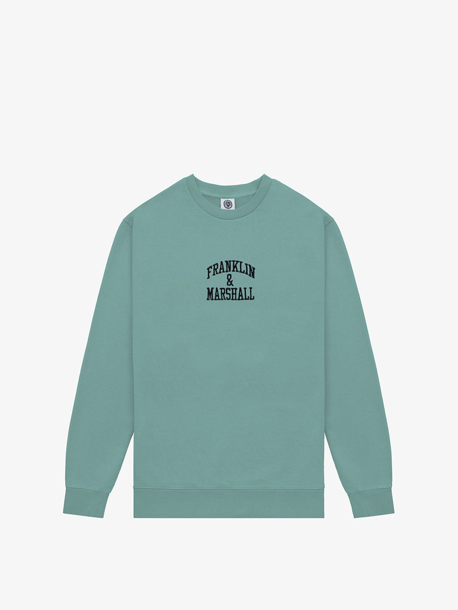 Crewneck sweatshirt with arch letter logo embroidery