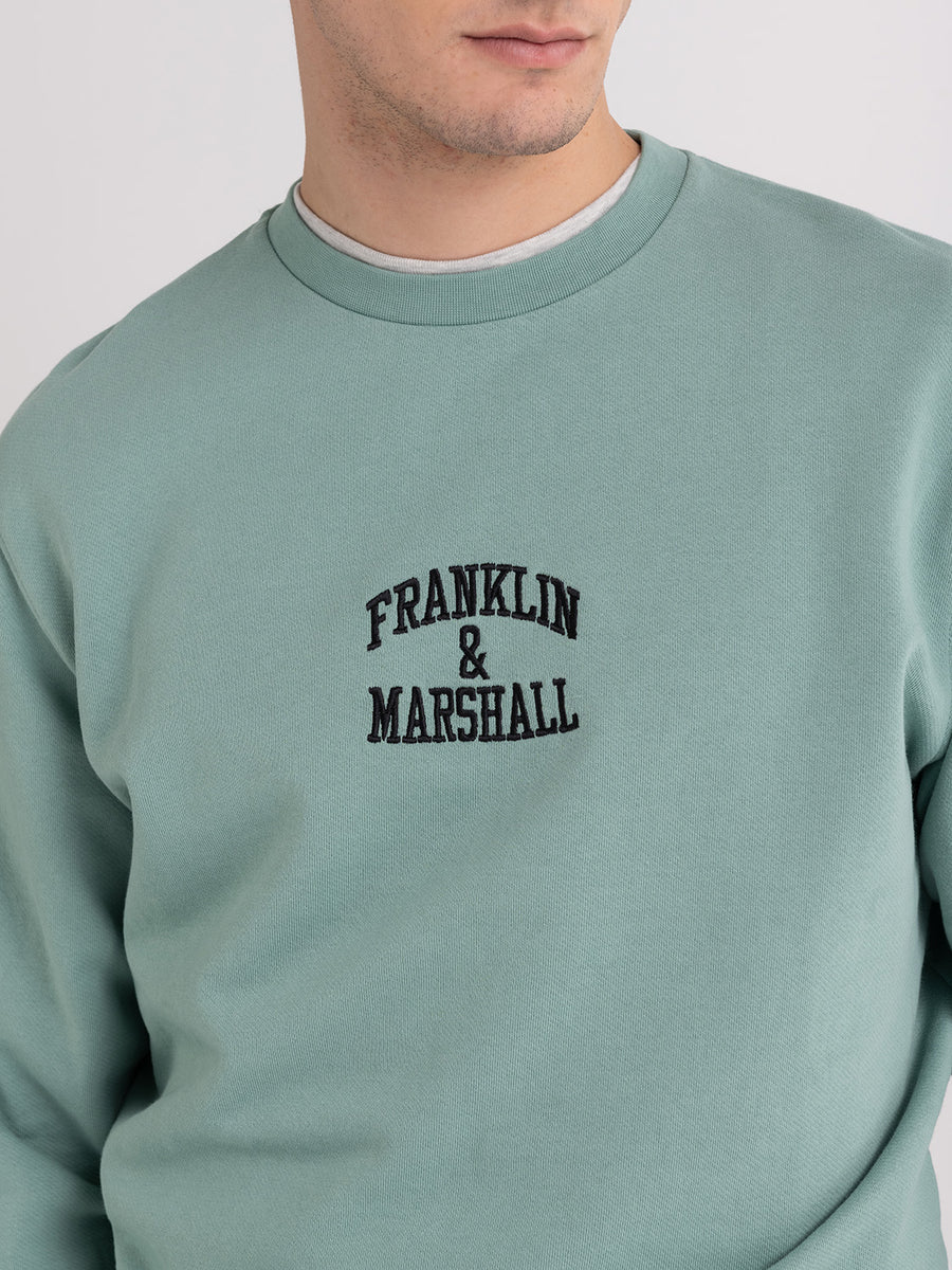 Crewneck sweatshirt with arch letter logo embroidery