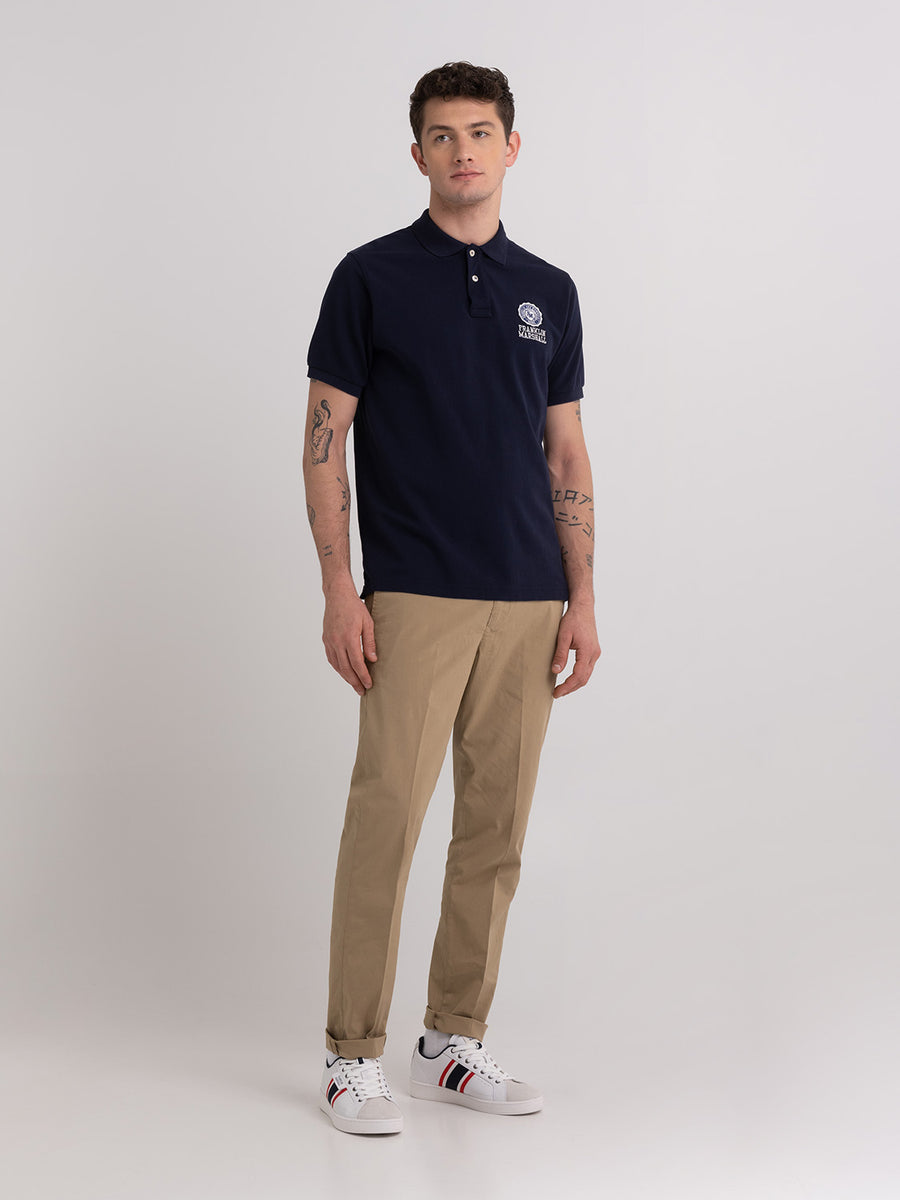 Polo shirt in piquè cotton with Crest logo embroidery