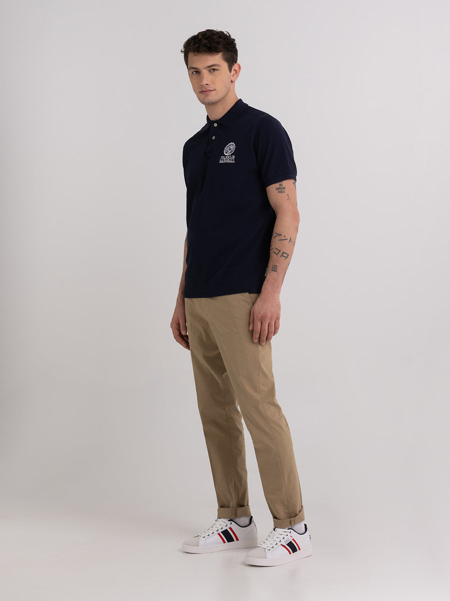 Polo shirt in piquè cotton with Crest logo embroidery