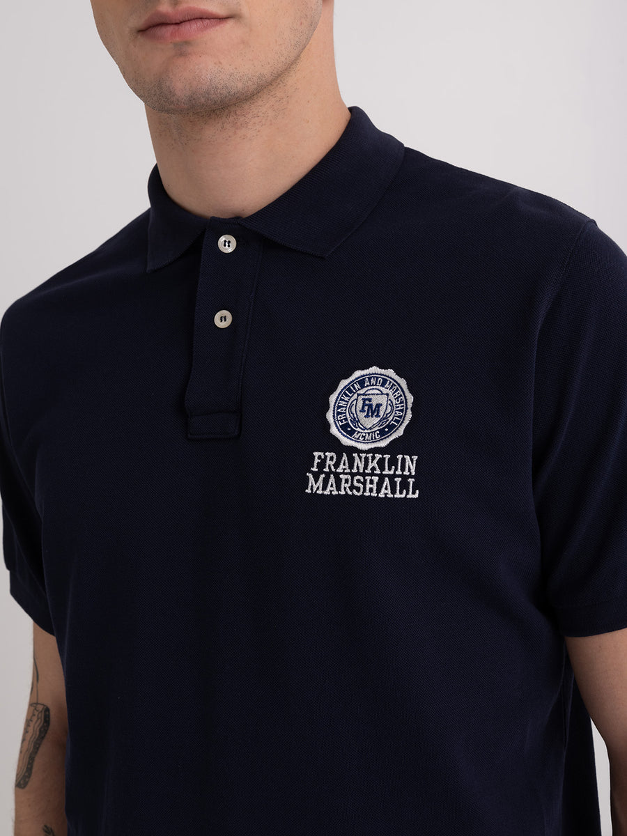 Polo shirt in piquè cotton with Crest logo embroidery