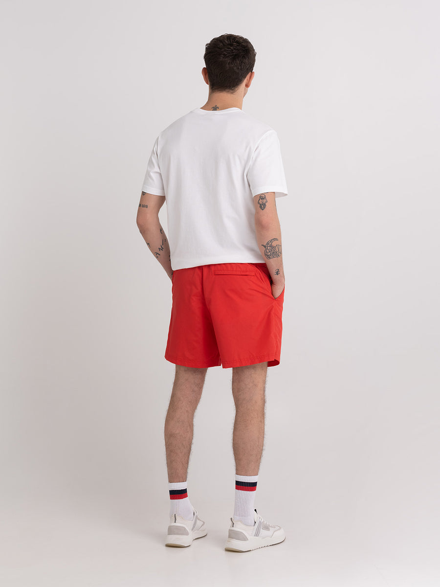 Recycled nylon swimming trunks with Crest logo print