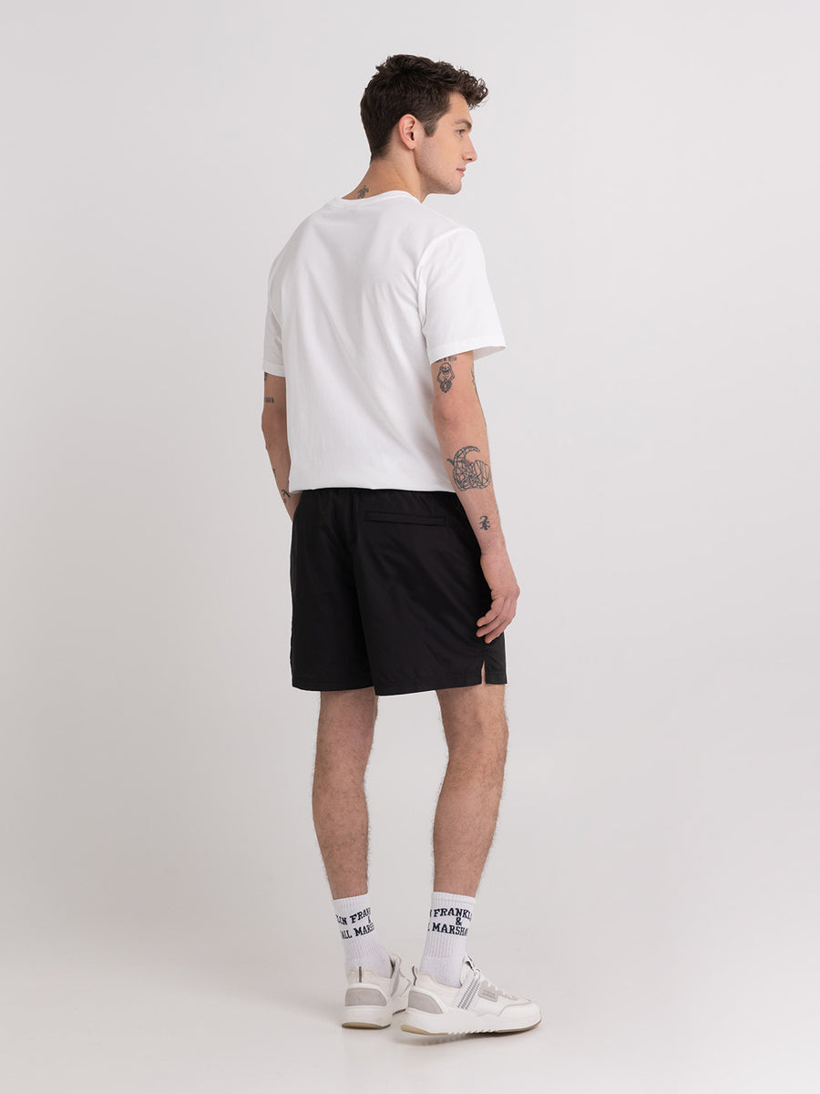 Recycled nylon swimming trunks with arch letter logo print