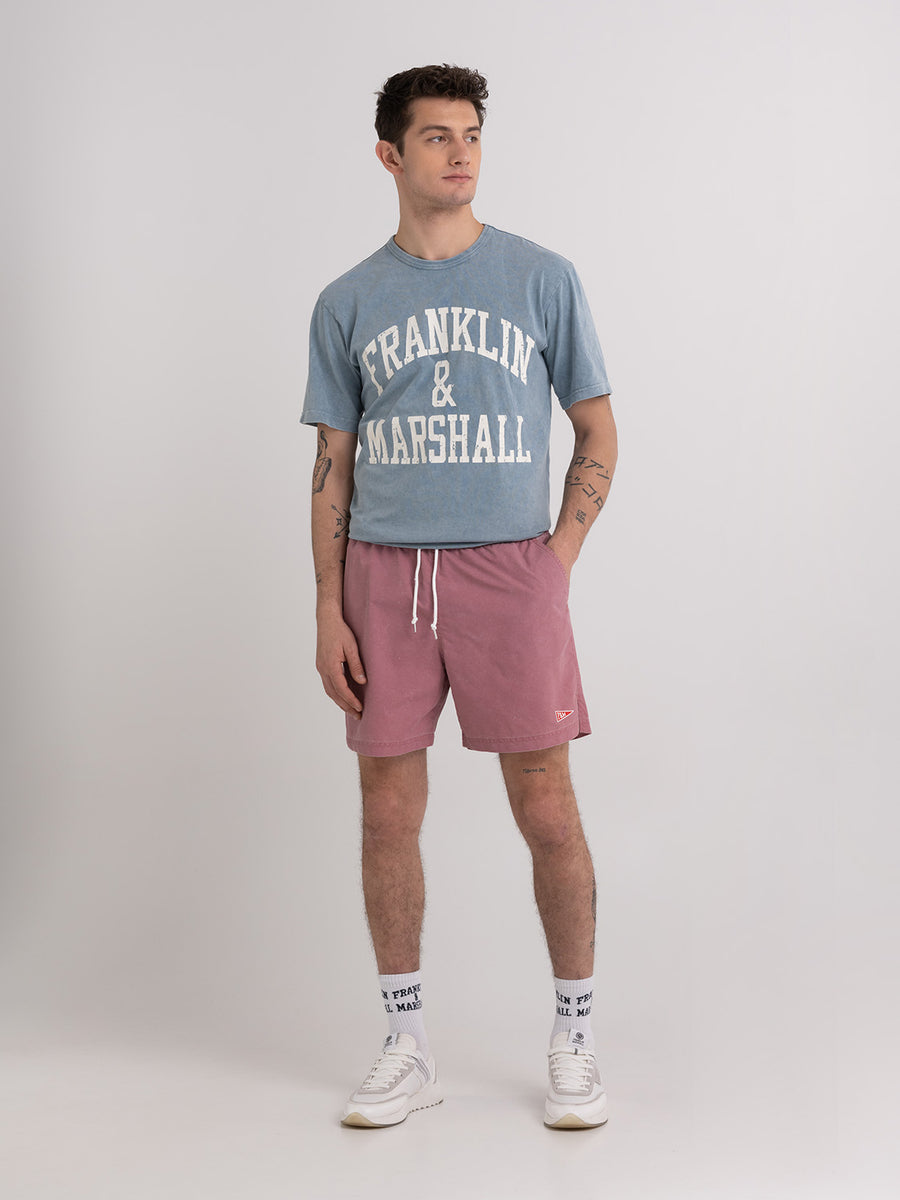 Shaded-off recycled nylon swimming trunks with Pennant patch