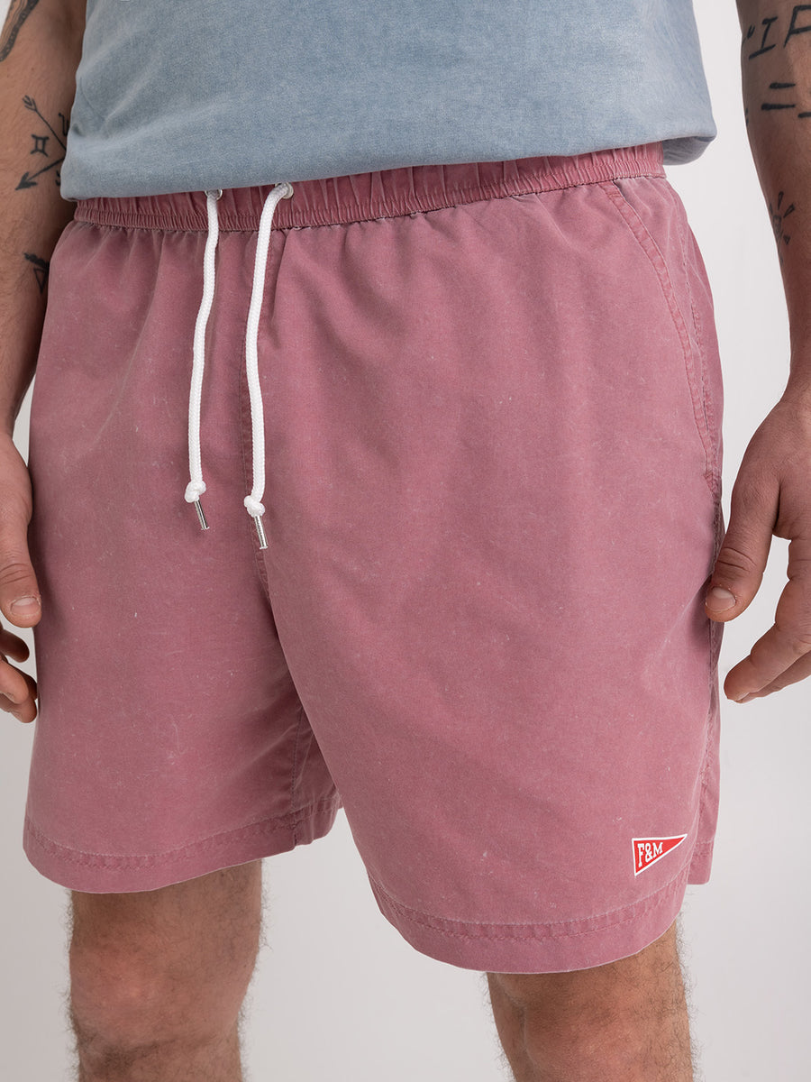 Shaded-off recycled nylon swimming trunks with Pennant patch