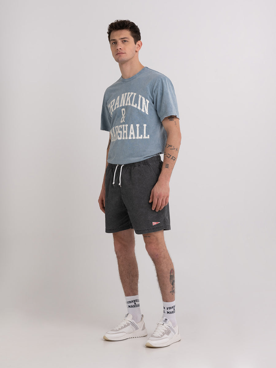 Shaded-off recycled nylon swimming trunks with Pennant patch