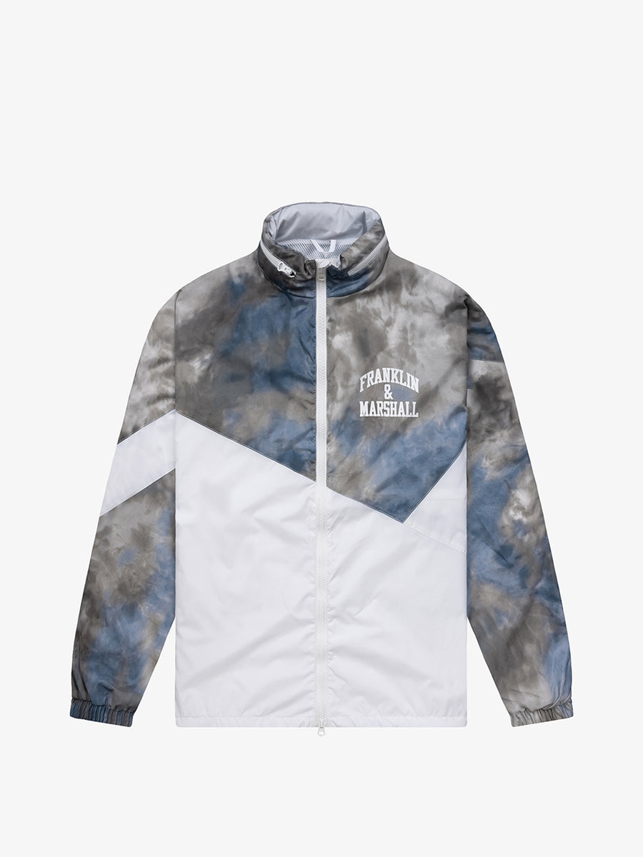 Agender jacket in ice dye recycled poly