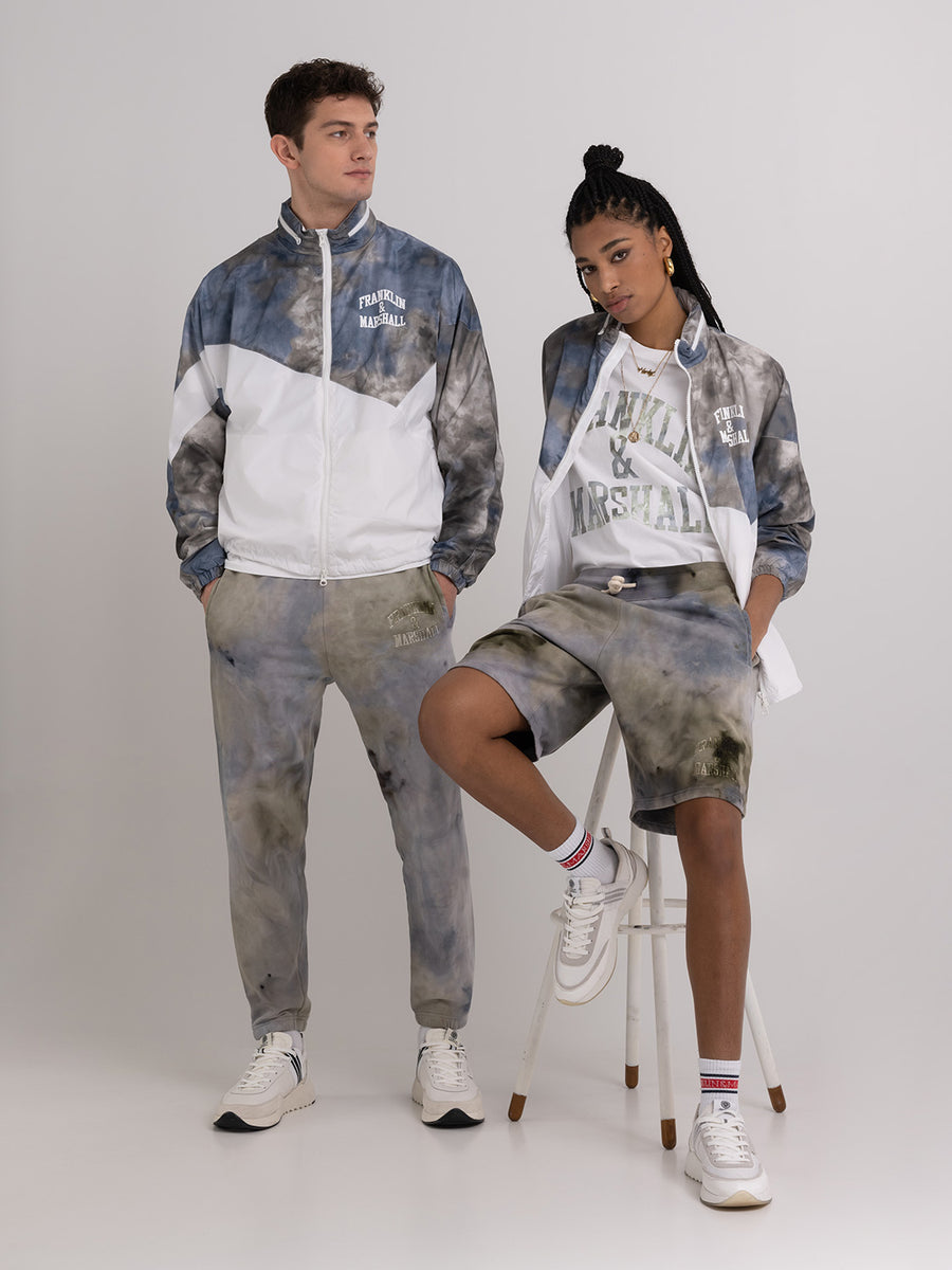 Agender jacket in ice dye recycled poly