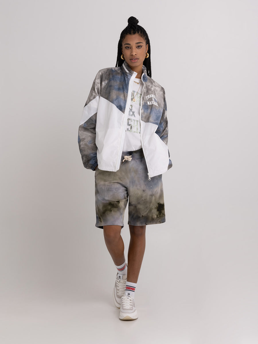 Agender jacket in ice dye recycled poly