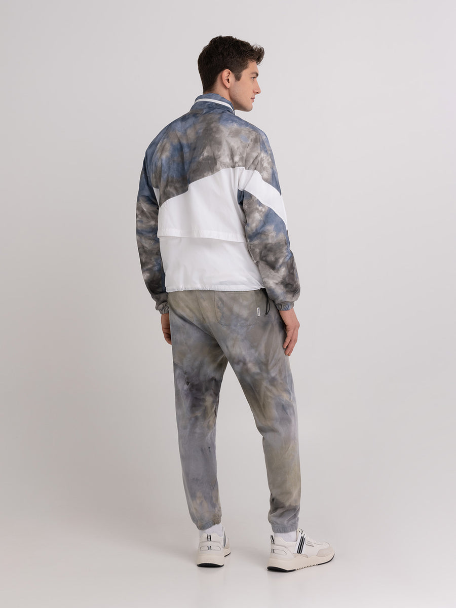 Agender jacket in ice dye recycled poly