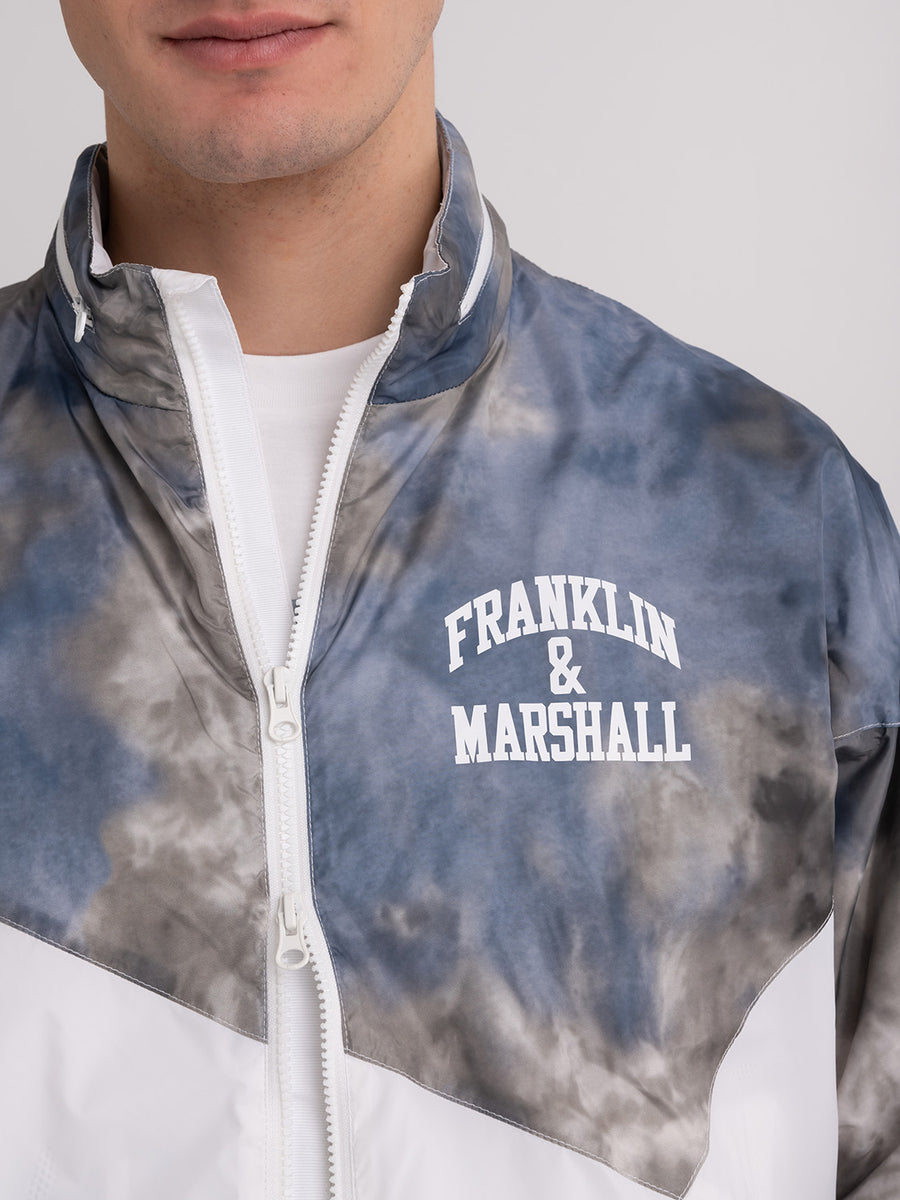Agender jacket in ice dye recycled poly