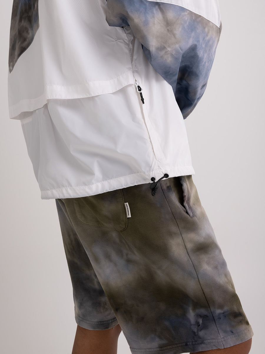Agender jacket in ice dye recycled poly
