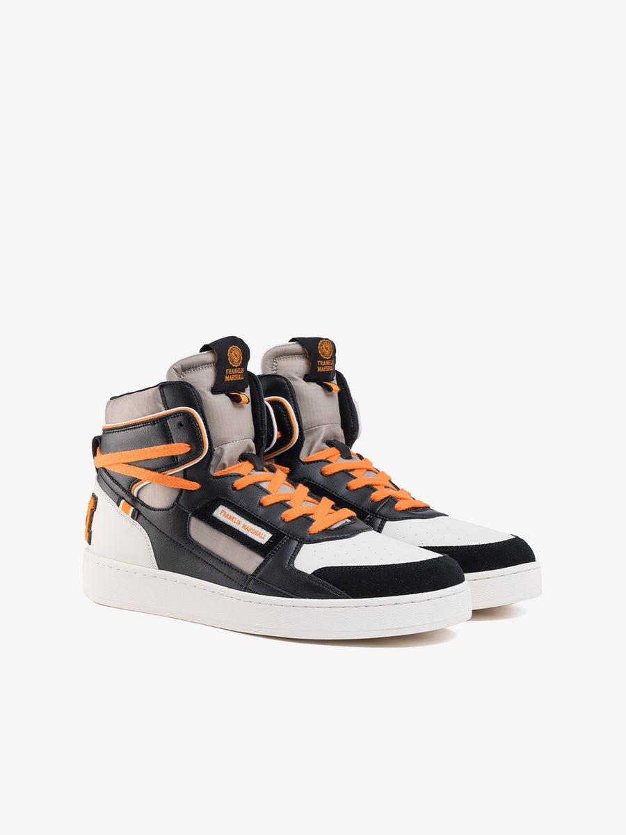 THETA CROSSING men’s leather mid-cut lace-up sneakers