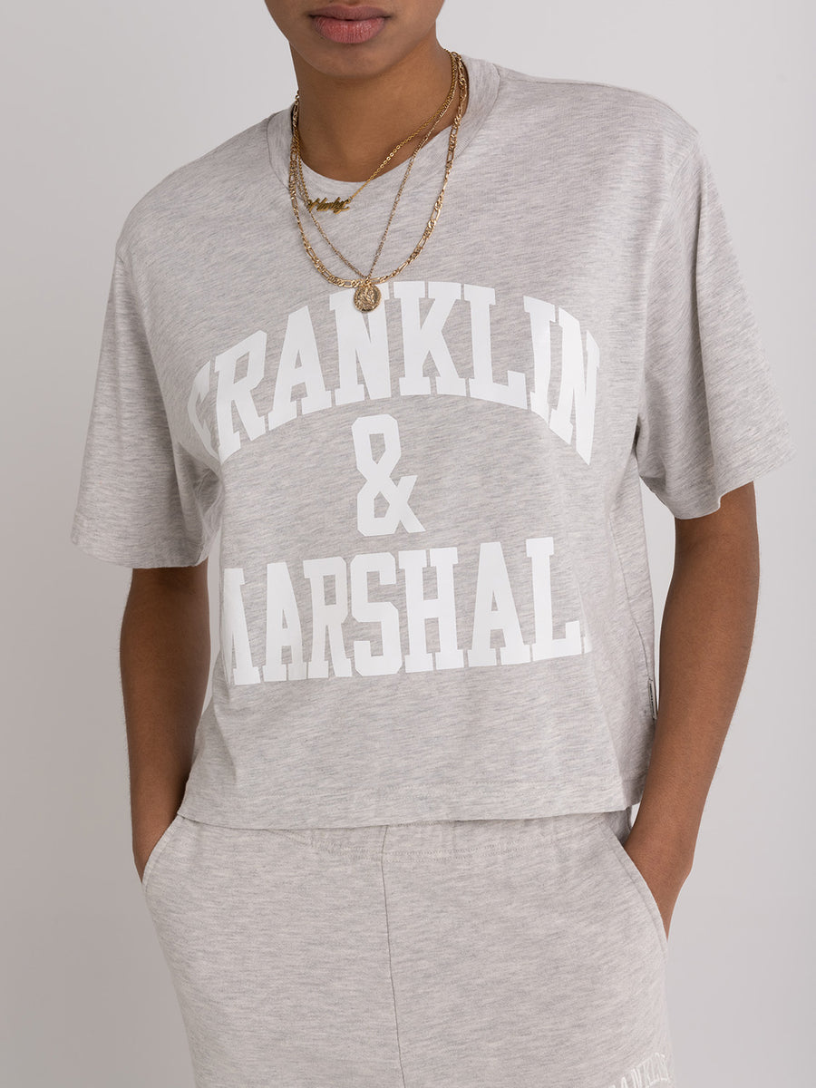 Jersey t-shirt with arch letter logo print