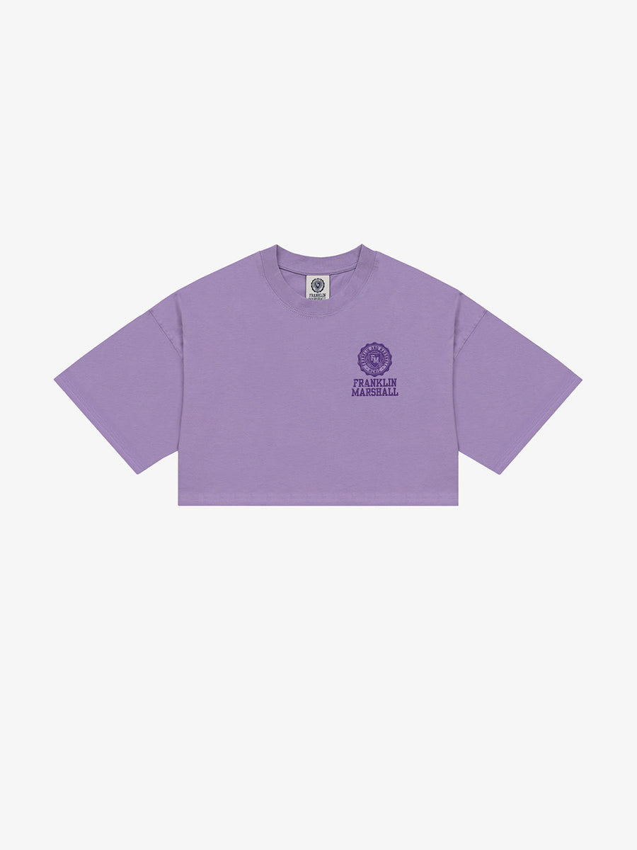 Cropped t-shirt in jersey with Crest logo embroidery