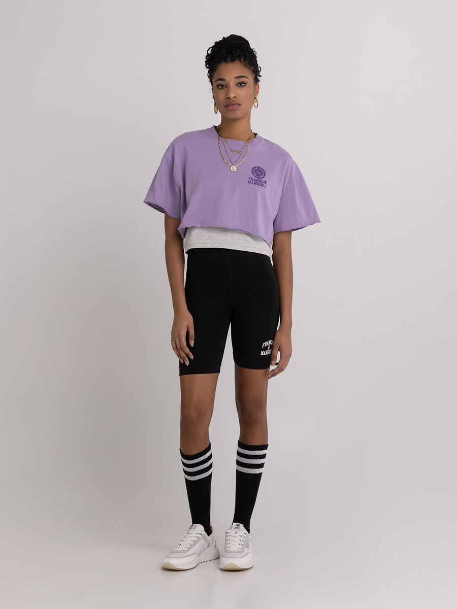 Cropped t-shirt in jersey with Crest logo embroidery