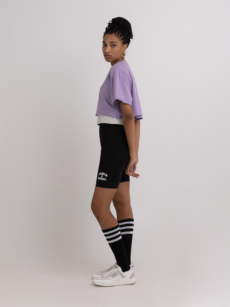 Cropped t-shirt in jersey with Crest logo embroidery