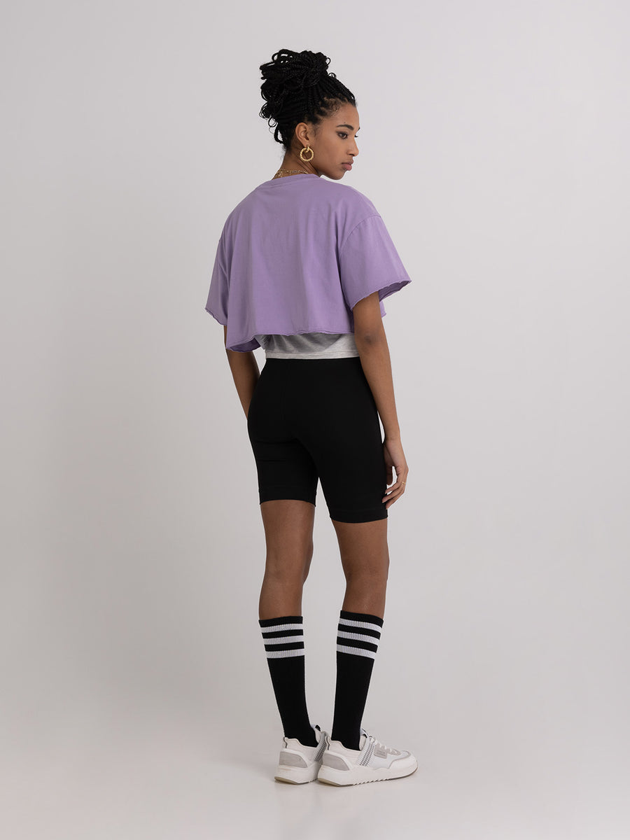 Cropped t-shirt in jersey with Crest logo embroidery