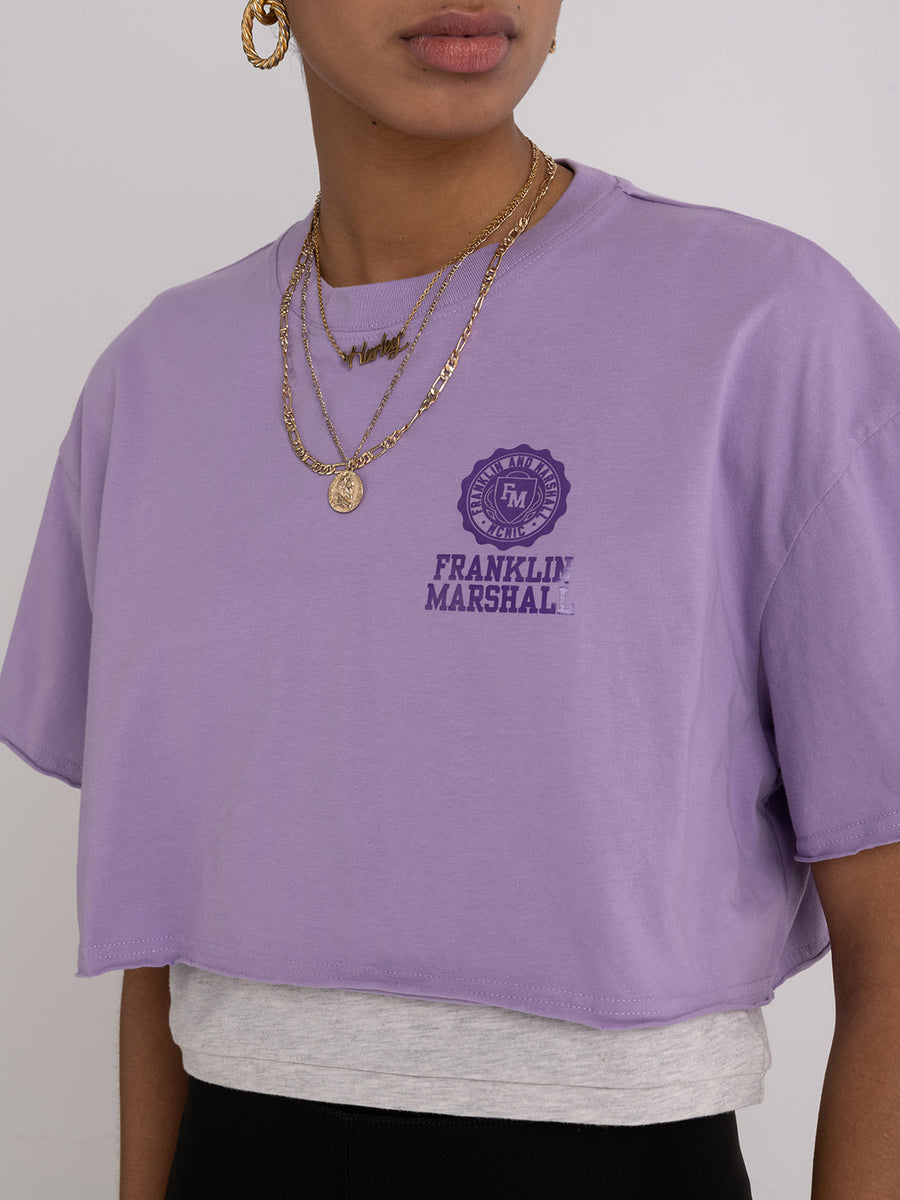 Cropped t-shirt in jersey with Crest logo embroidery