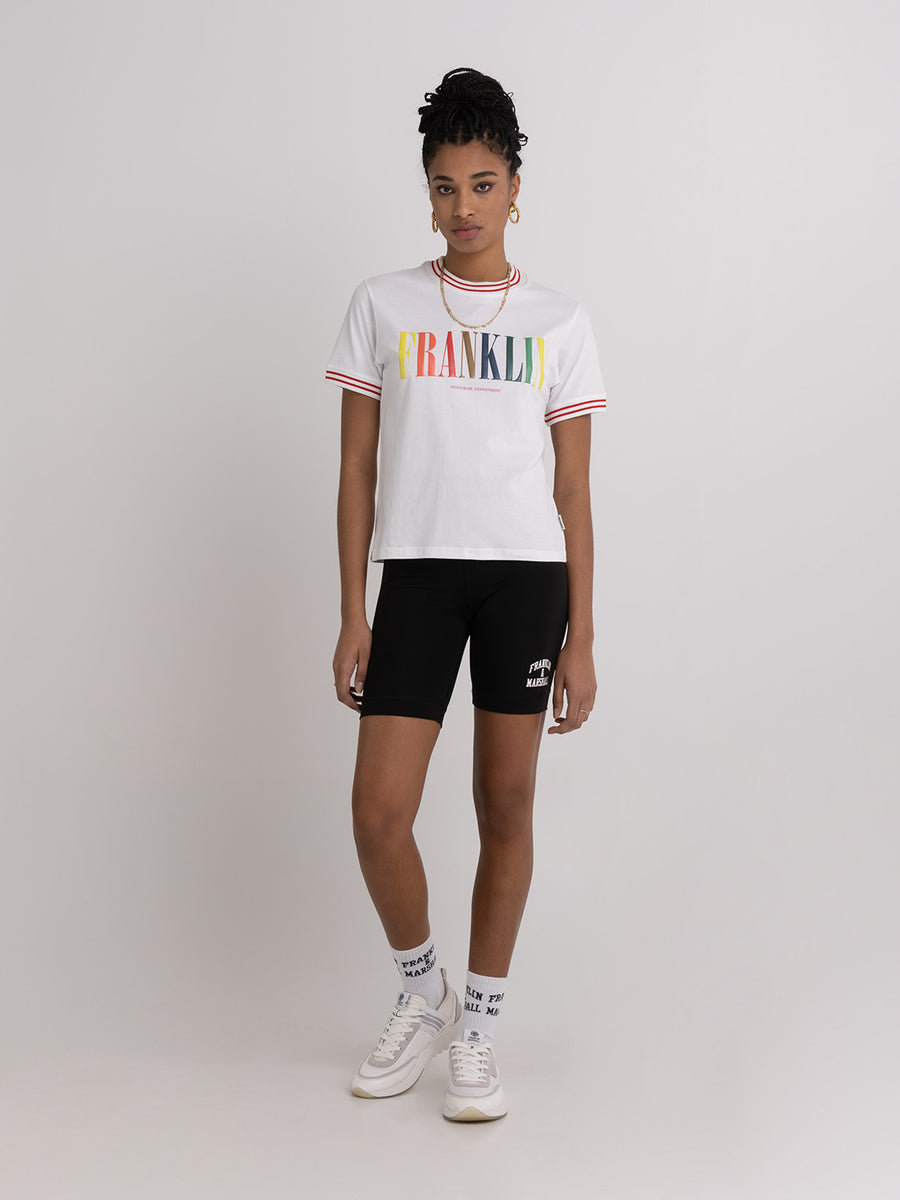 Jersey t-shirt with multicoloured logo college print
