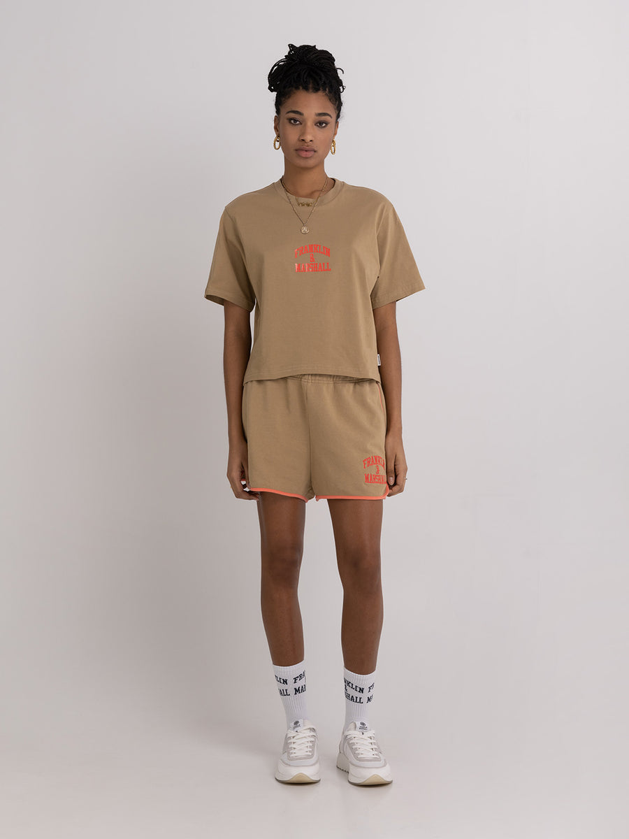 Jersey t-shirt with arch letter logo print