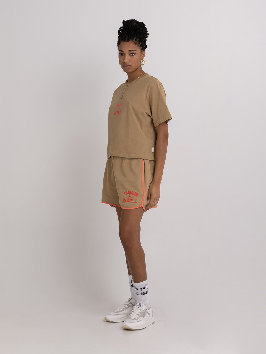 Jersey t-shirt with arch letter logo print