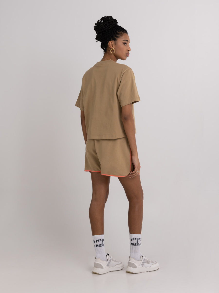 Jersey t-shirt with arch letter logo print